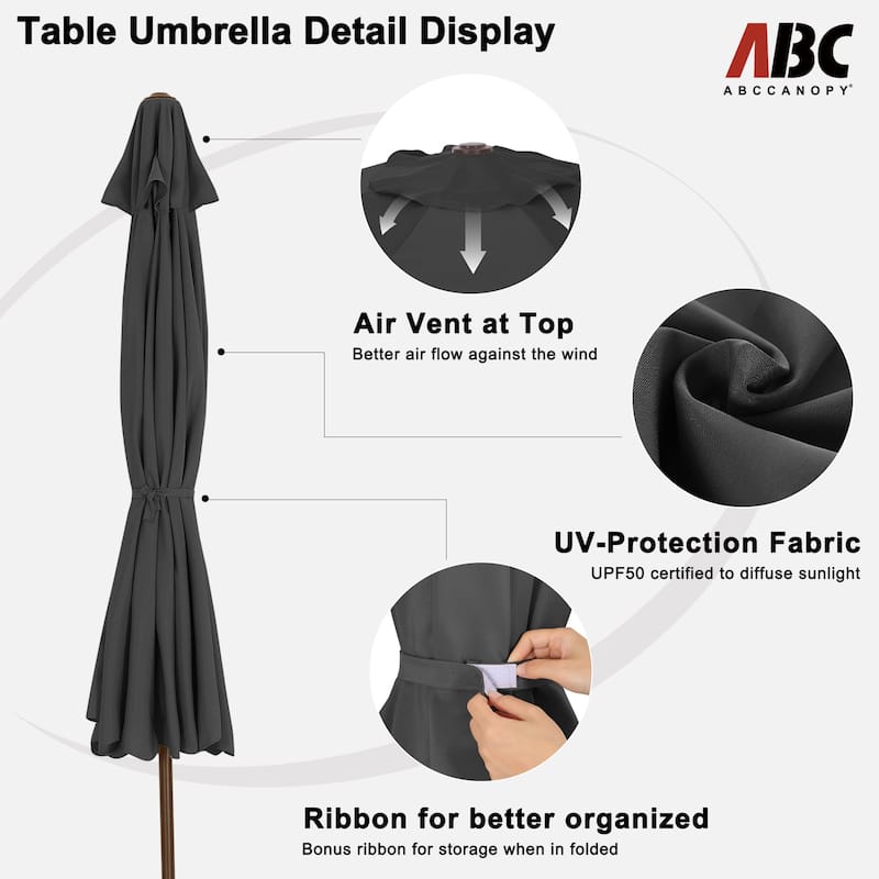 ABCCANOPY 10FT Outdoor Table Market Umbrella Tilt and Crank for Garden
