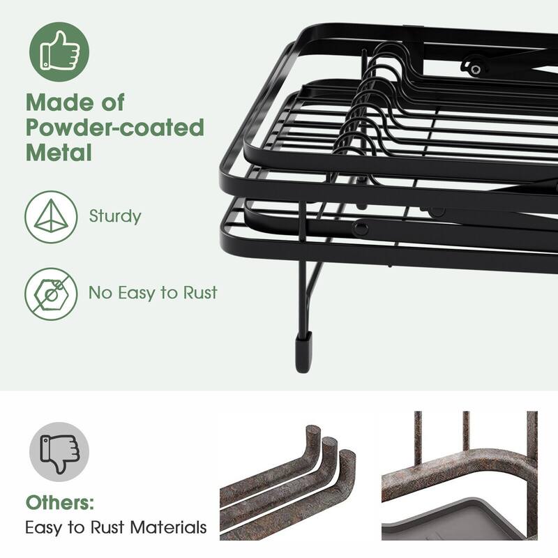 2-Tier Collapsible Dish Rack with Removable Drip Tray