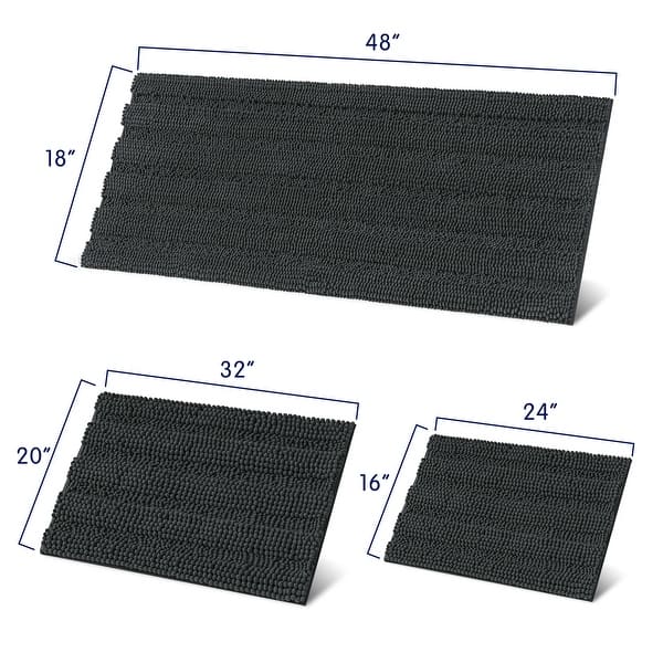dimension image slide 3 of 12, Subrtex Non-slip Bathroom Rugs Chenille Soft Striped Plush Bath Mat