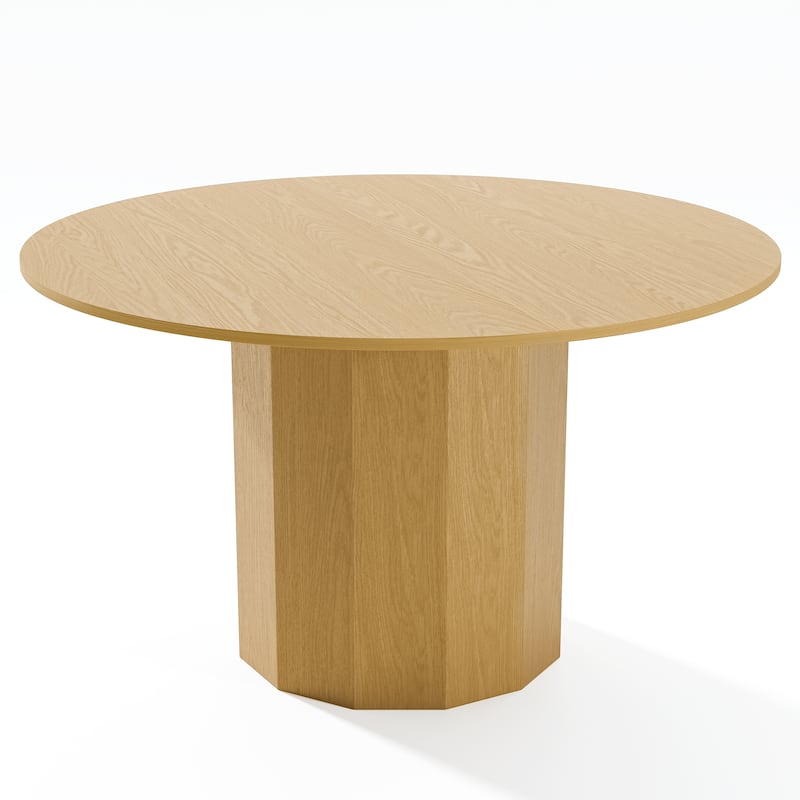 Solid Wood Round Dining Table Kitchen Table for 4-6 with Tabletop and Cylindrical Base for Living/Dining Room Coffee Office