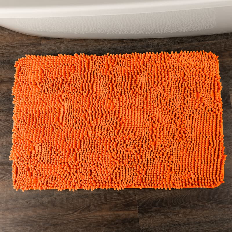 Bathroom Rugs - 2-Piece Memory Foam Bathroom Set with Chenille Shag Top and Non-Slip Base by Windsor Home