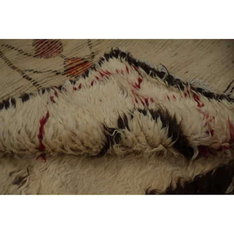 Hand Knotted Oriental 100% Wool Carpet Modern Tribal Beige & Ivories Moroccan Area Rug - 9' 6'' X 8' 3''