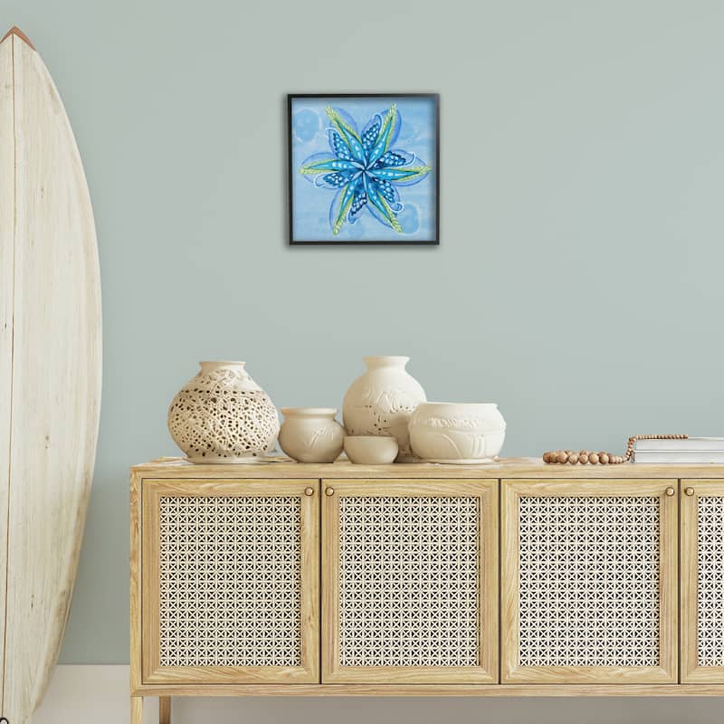 Stupell Star Shaped Abstract Flower Framed Giclee Art Design By Liz Jardine