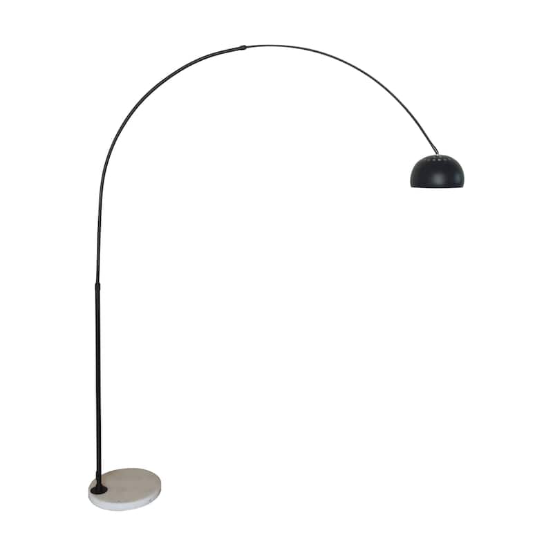 Floor Lamp with White Marble Base and Metal Lamp Shade Arco Collection - 76"