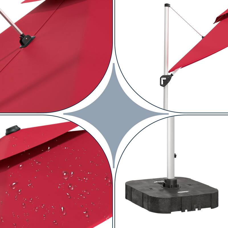 11FT Patio Umbrella Outdoor Square Double Top Umbrella with Base