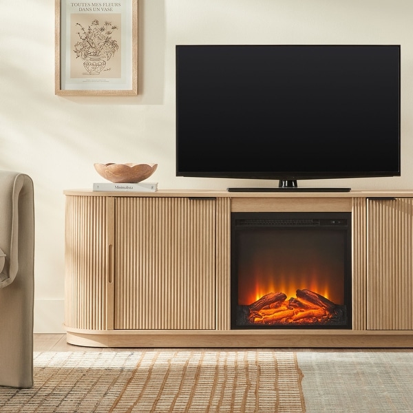 Walker Edison Modern Reeded 70-inch Fireplace TV Stand - Bed Bath