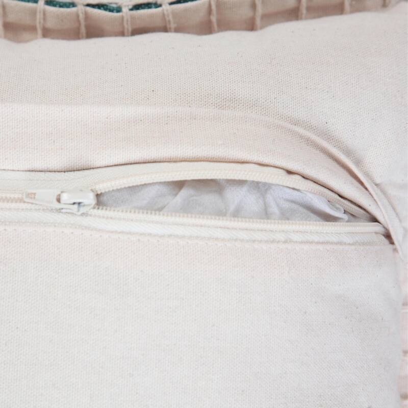 Solid Embroidered Edge Bordered Square Throw Pillow - 20" - Green