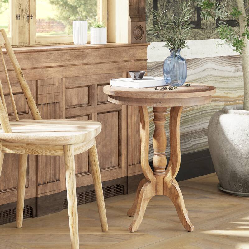 COZAYH Rustic Farmhouse End Table, Natural Top Side Table for Family, Dinning or Living Room, Handcrafted Finish, Modern