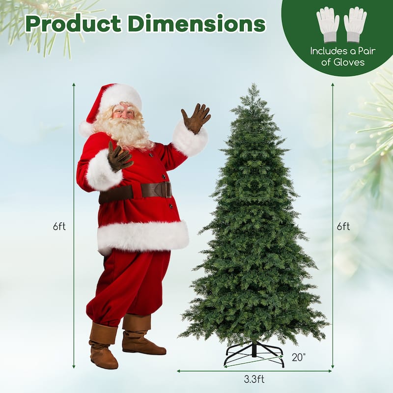 Gymax 6 FT Artificial Xmas Tree w/ 721 PE PVC Branch Tips & Folding - See Details
