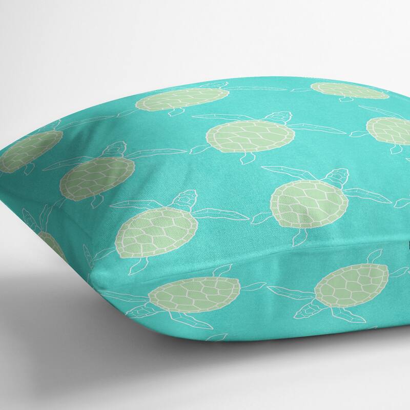 SWIMMING TURTLES AQUA Outdoor Pillow By Kavka Designs Bed Bath