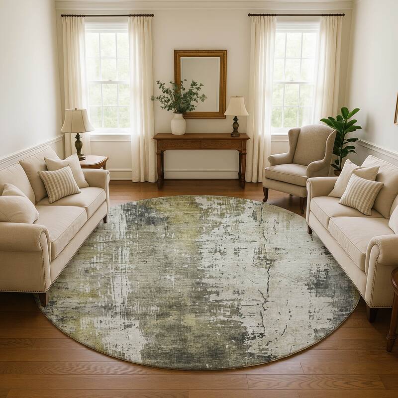 Premium Washable Super Soft Abstract Modern Mayfield Rug - Pewter - 8' x 8'