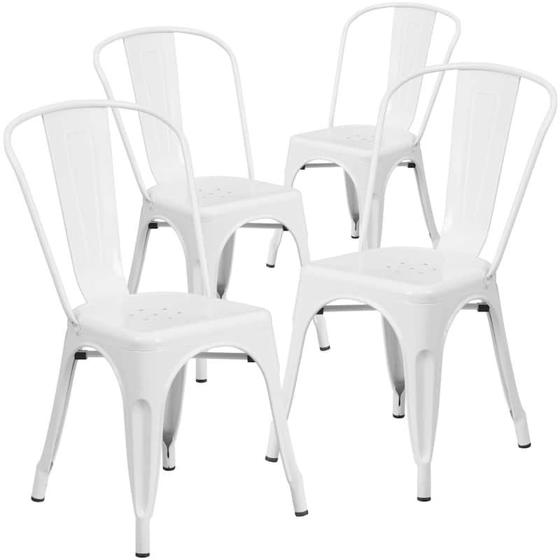Metal Indoor/ Outdoor Stackable Bistro Chair (Set of 4)
