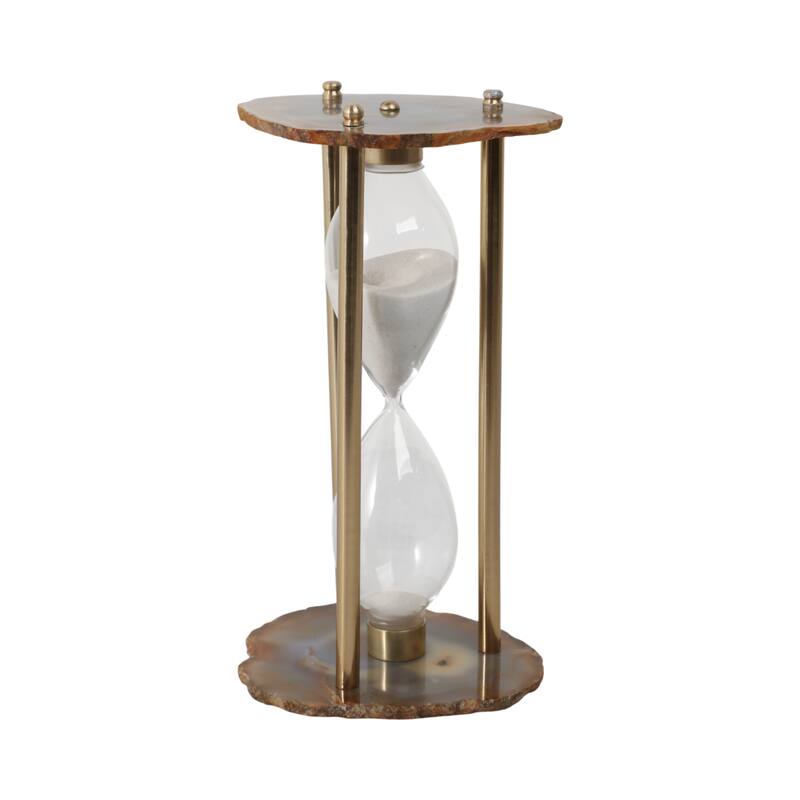 Agate Stone Hourglass Modern Design Home Office Bedroom - 10" Black - 5" x 4" x 10"