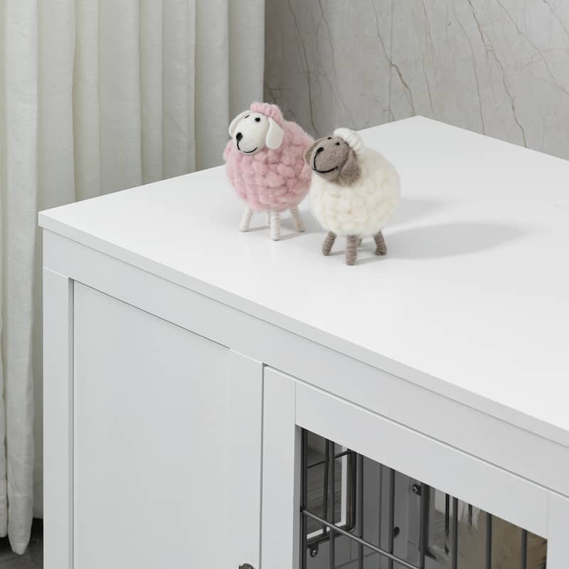 Dog Crate Wire Indoor Pet Kennel Cage End Table with Double Doors Locks for Small and Medium Dog House