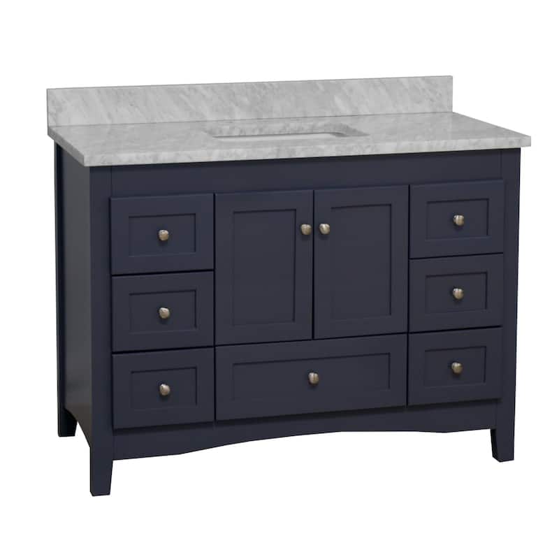 KitchenBathCollection Abbey 48" Bathroom Vanity with Carrara Marble Top