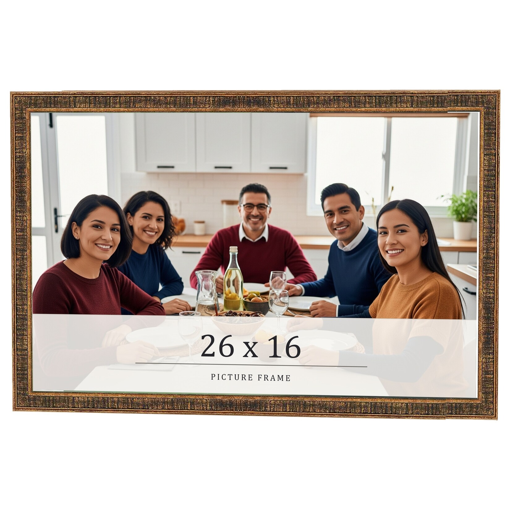 26x16 Frame Black Real Wood Picture Frame Kingsley Gold Distressed Photo Frame with UV Acrylic Foam Board Backing &