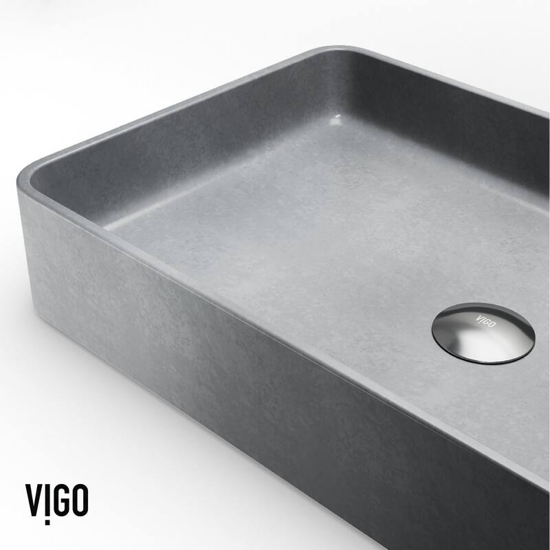 Vigo VG04065 Basilica Gothic 23" L x 14" W x 4" H Rectangular Concrete