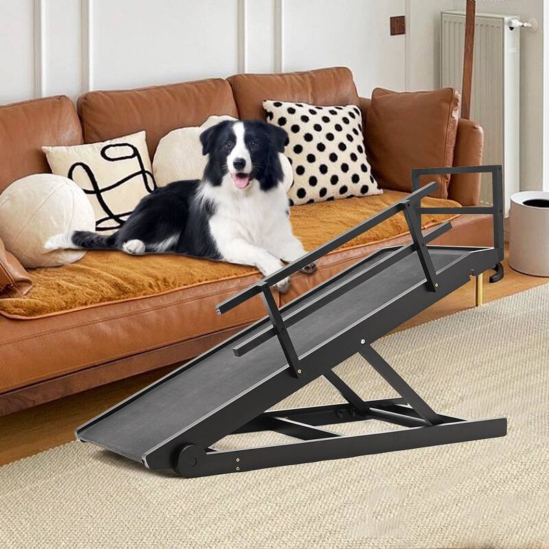 DoCred Pet Ramp, Portable Adjustable Height Folding Dog Ramp - L - Black