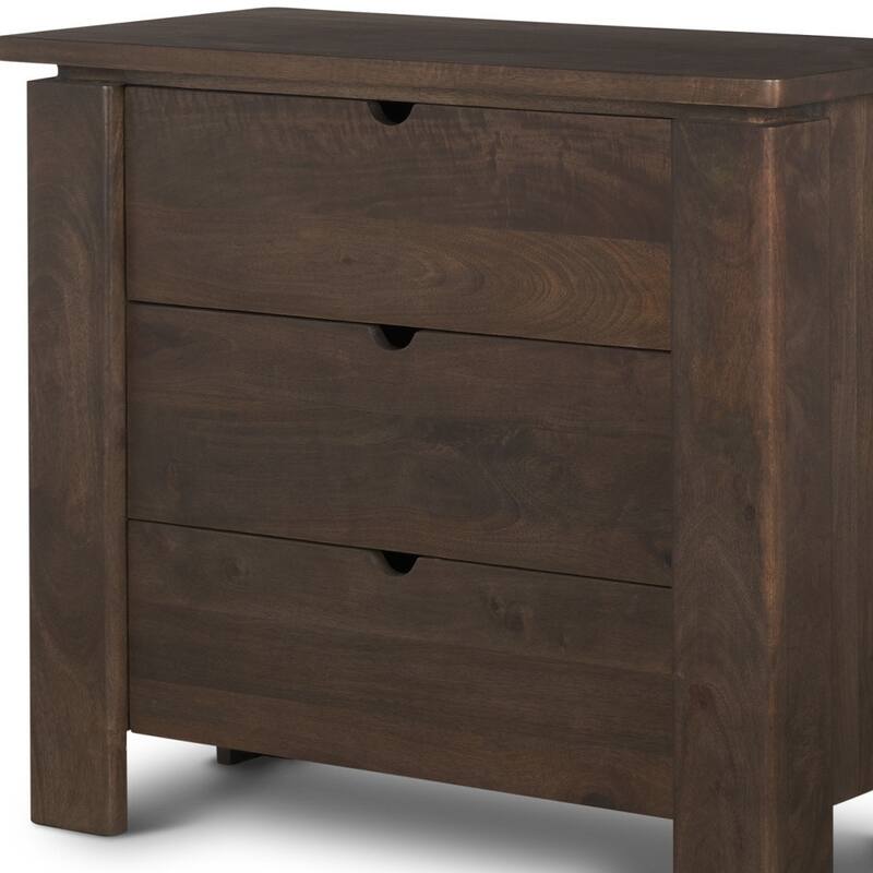 HomeRoots 36" Dark Brown Solid Wood Accent Cabinet With Three Drawers