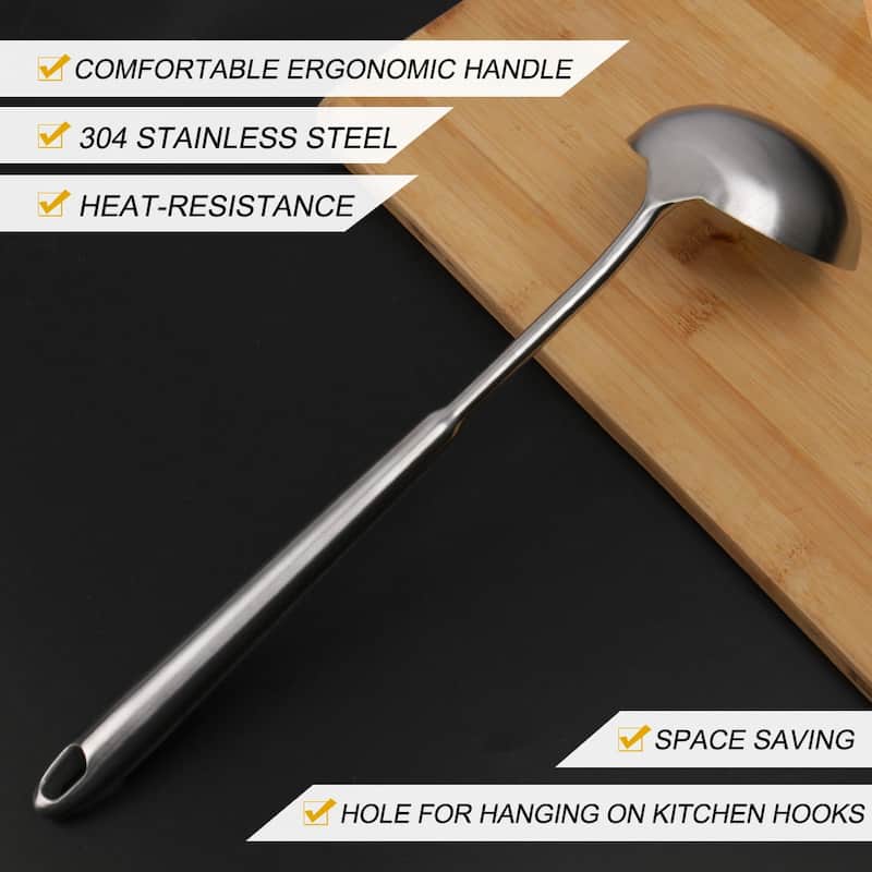 14" Cooking Stainless Steel Soup Spoon Ladle Kitchen Serving Utensil - 14" x 3.7"(L*W)
