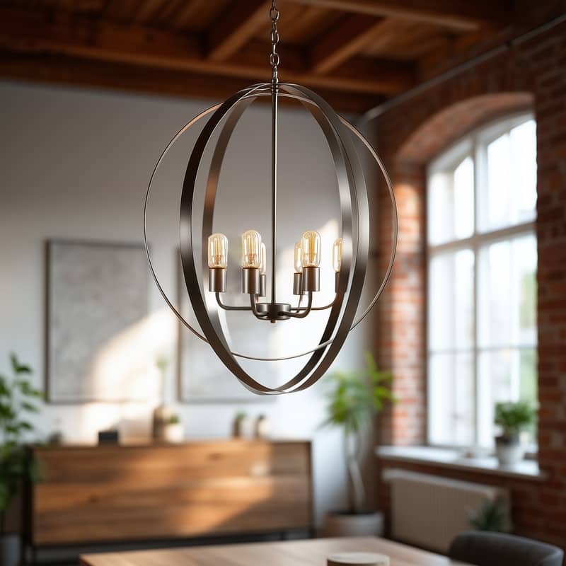 Tira 6-Light Orb Chandelier in Satin Nickel Finish - 29.9 x 29.1 x 27.7