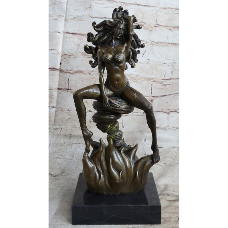 Handmade Sexy Medusa Bronze Sculpture Marble Statue By Aldo Vitaleh Figurine Figure
