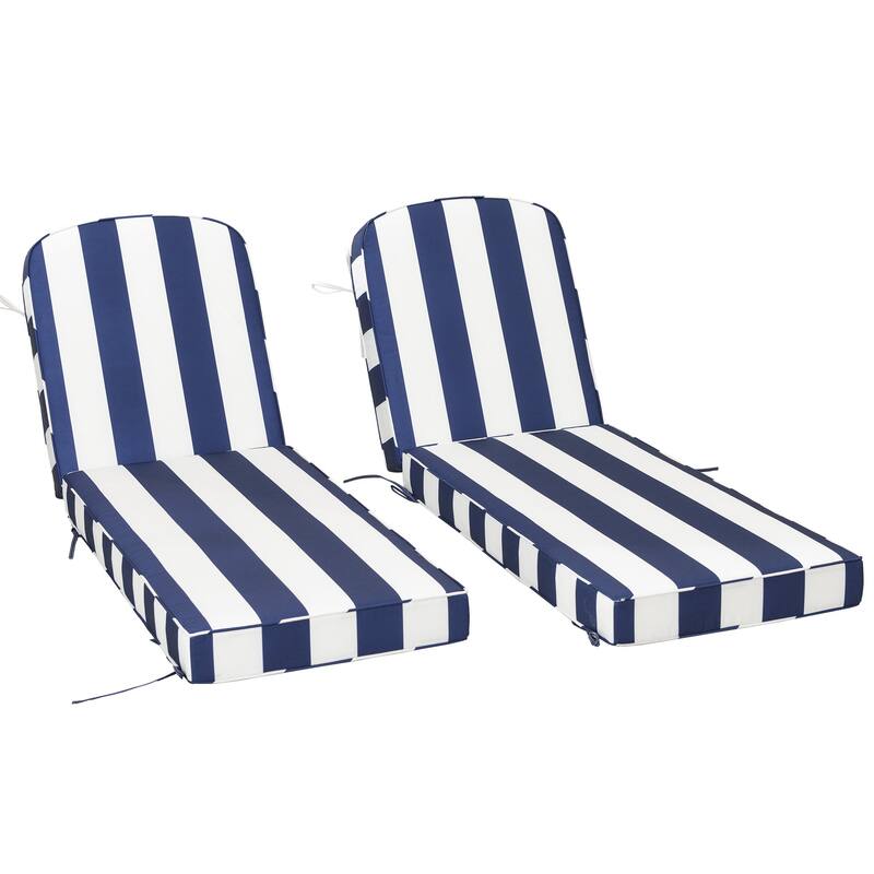 KINWELL Set of 2 Extra Thick Outdoor Chaise Lounge Cushions (5-inch Thick)