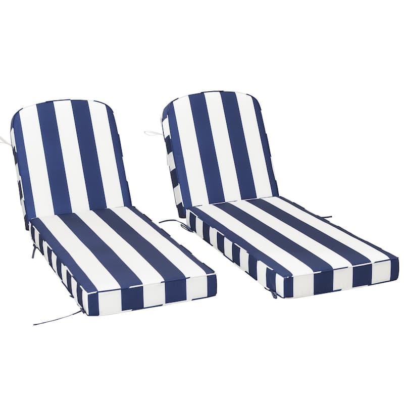 KINWELL Set of 2 Extra Thick Outdoor Chaise Lounge Cushions (5-inch Thick)