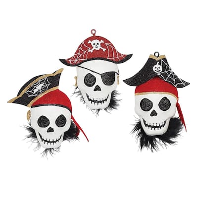 Pirate Cove Head Halloween Christmas Xmas Ornament A/3 - Set of 3