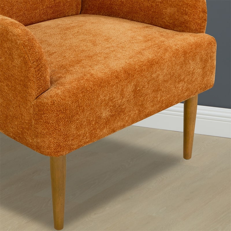 Chenille Armchair,Modern Style Accent Chair w/Wood Legs,Comfy Design