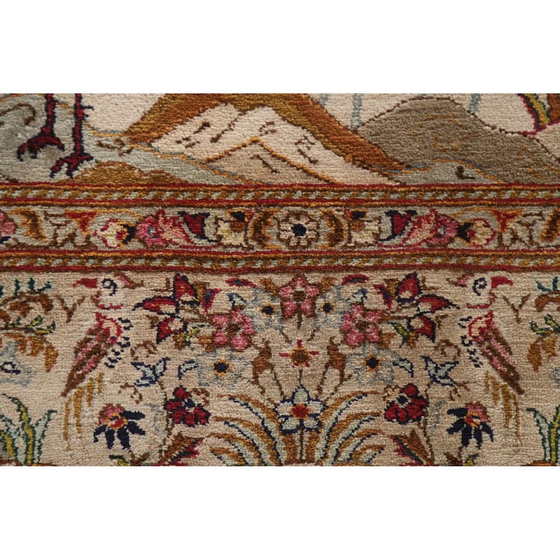 Handmade Kashan Persian Antique Area Rug Oriental Silk Carpet - 4'7"x 7'7"