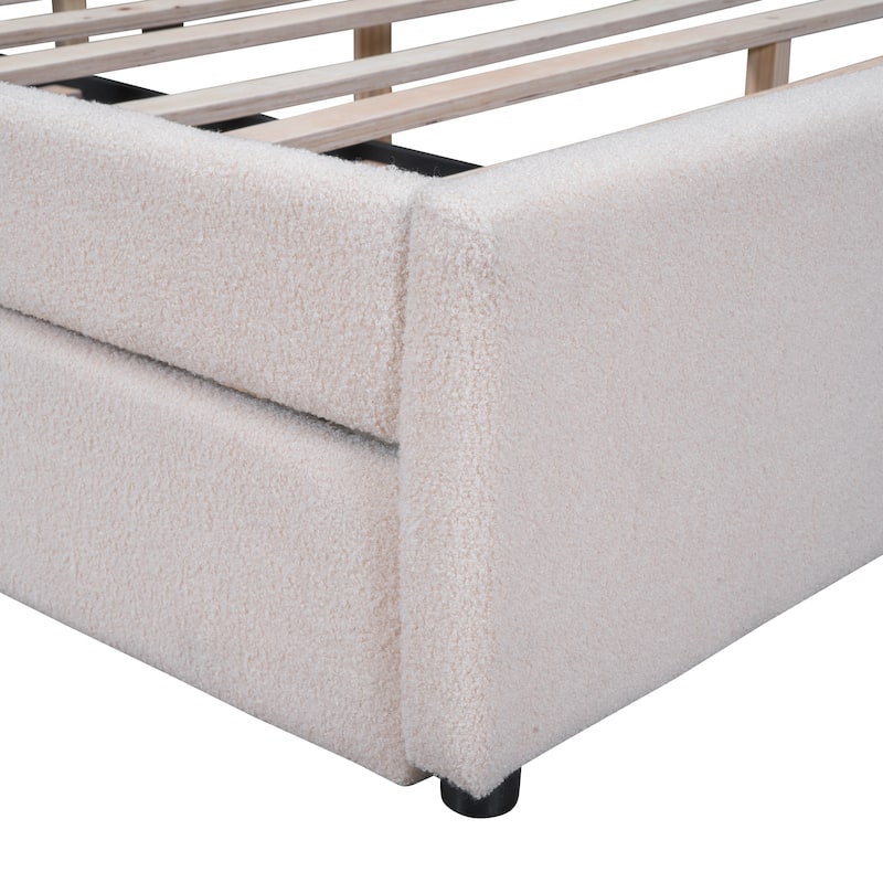 Teddy Fleece Smarter LED Platform Bed Frame with Trundle