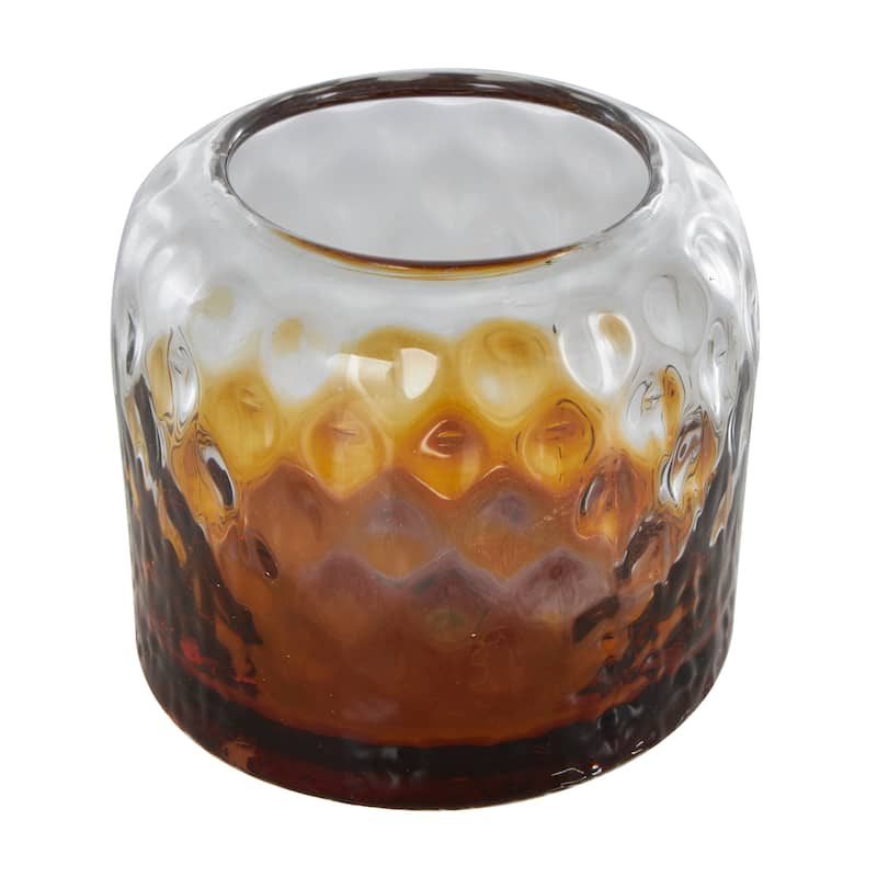 Orange or Dark Blue Glass Faceted Ombre Geometric Decorative Jars with Diamond Knobs (Set of 2)