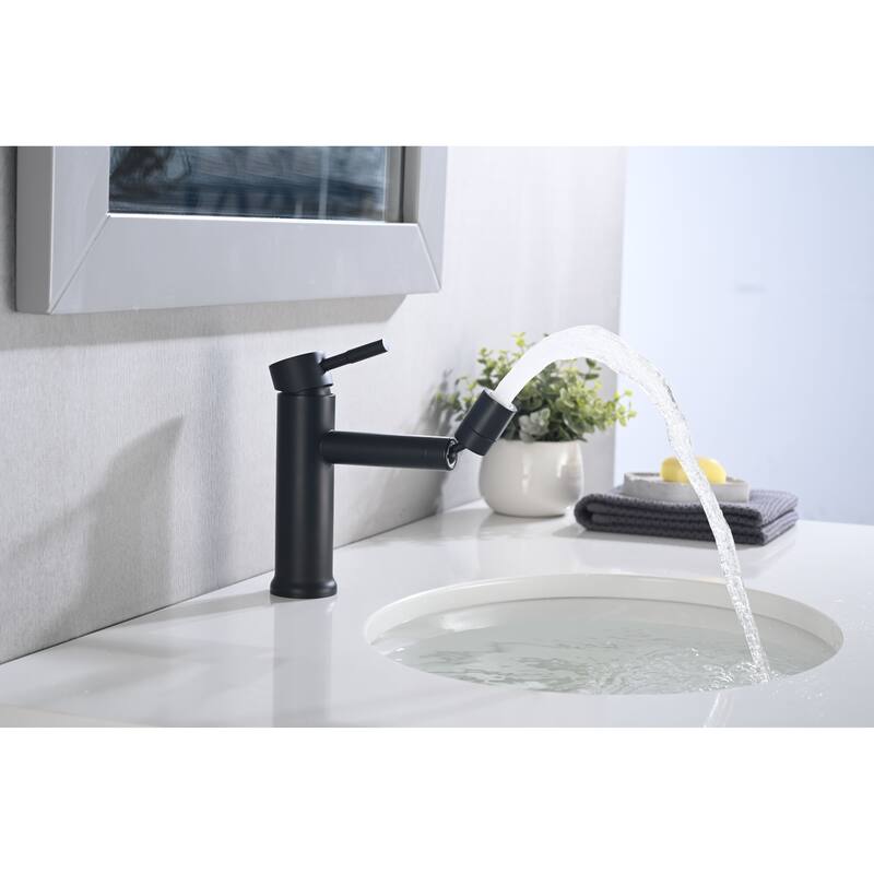 Matte Black Bathroom Faucet for 2 Mode Faucet for Bathroom Sink with 360° Rotating Aerator