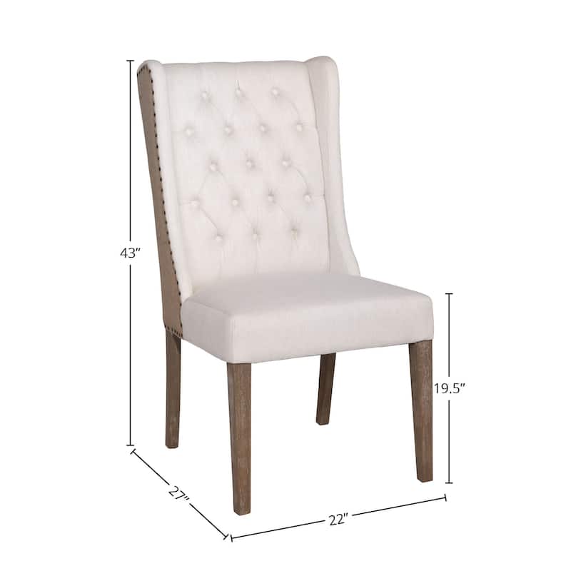 Abel Two-Toned Performance Linen Wingback Dining Chair