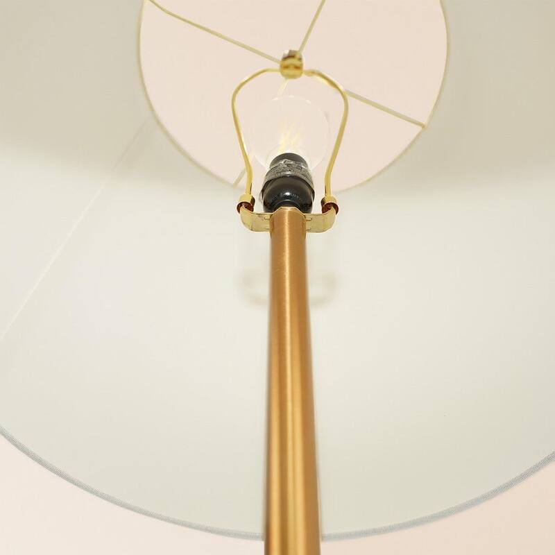 Modern Floor Lamp with Brass Accent Table with Large White Shade