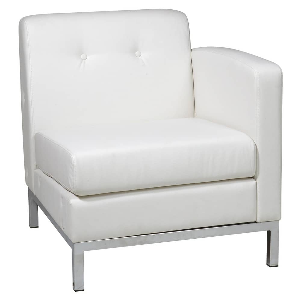 Wall St. Faux Leather and Chrome Right-arm Chair