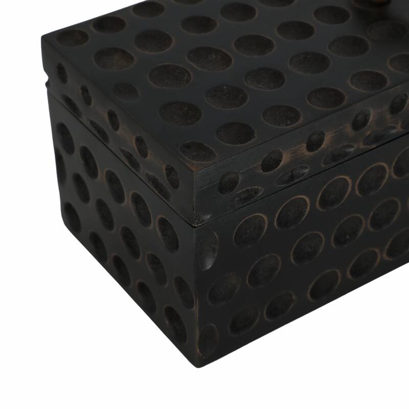 Sculptural Decorative Box with Lid and Gold Accent Handle - 7"