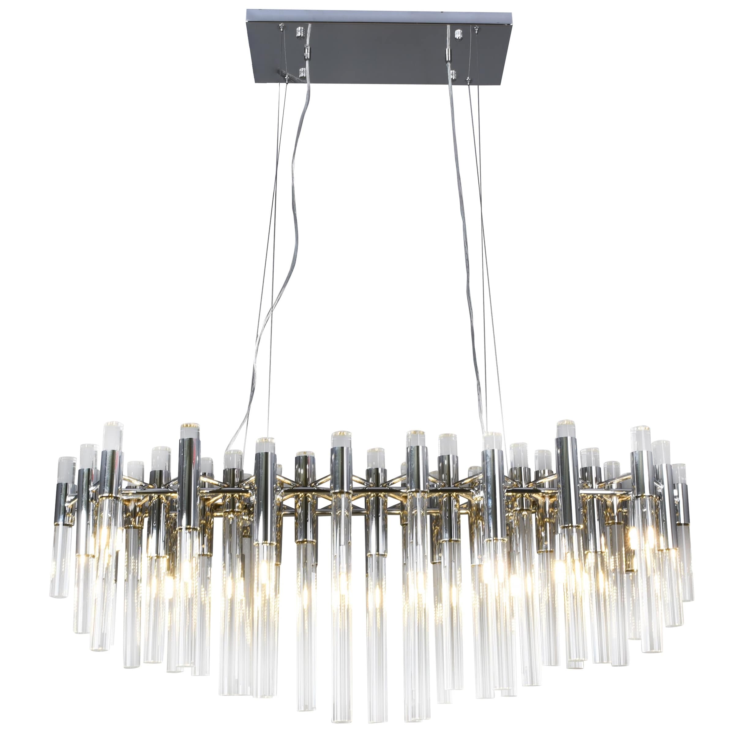 Transitional 16-Light Chrome Metal Chandelier With Glass Accents