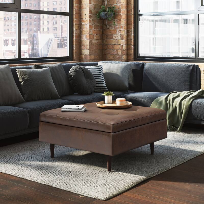 WYNDENHALL Blanchette Mid Century Modern Storage Ottoman