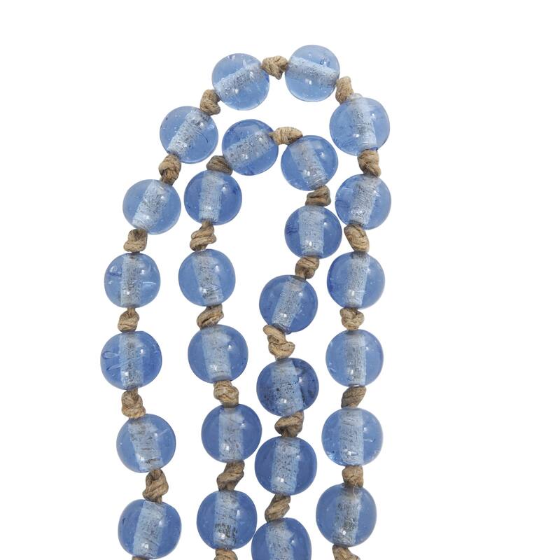Glass Handmade Round Long Frosted Beaded Garland with Tassel with Knotted Brown Jute - Various Colors - Roche River Decor