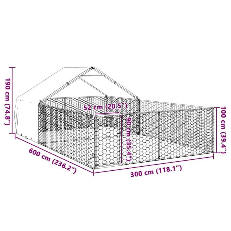 vidaXL Outdoor Dog Kennel Galvanized steel Large Outdoor Dog Kennel
