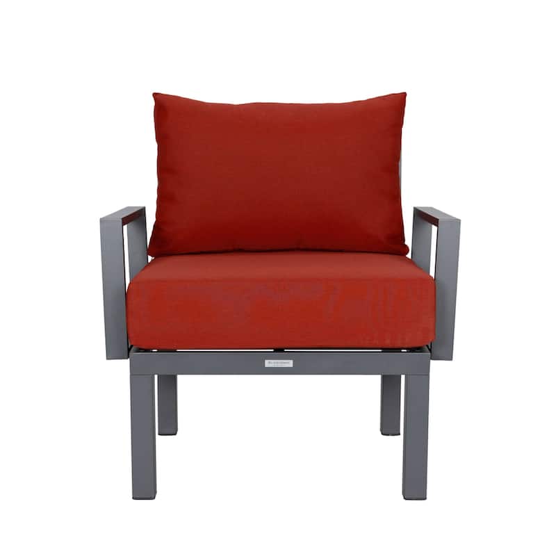 Outdoor 7-Piece Patio Sectional Set Aluminum Frame W/ Fire Pit Table