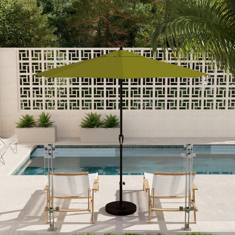 North Bend 9-foot Crank Lift Auto Tilt Patio Umbrella with Outdoor Rated Olefin fabric by Havenside Home - Kiwi