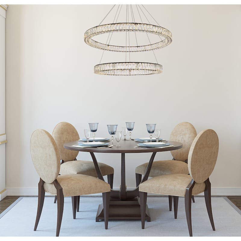 Indigo Home 42 inch LED round double ring pendant in black