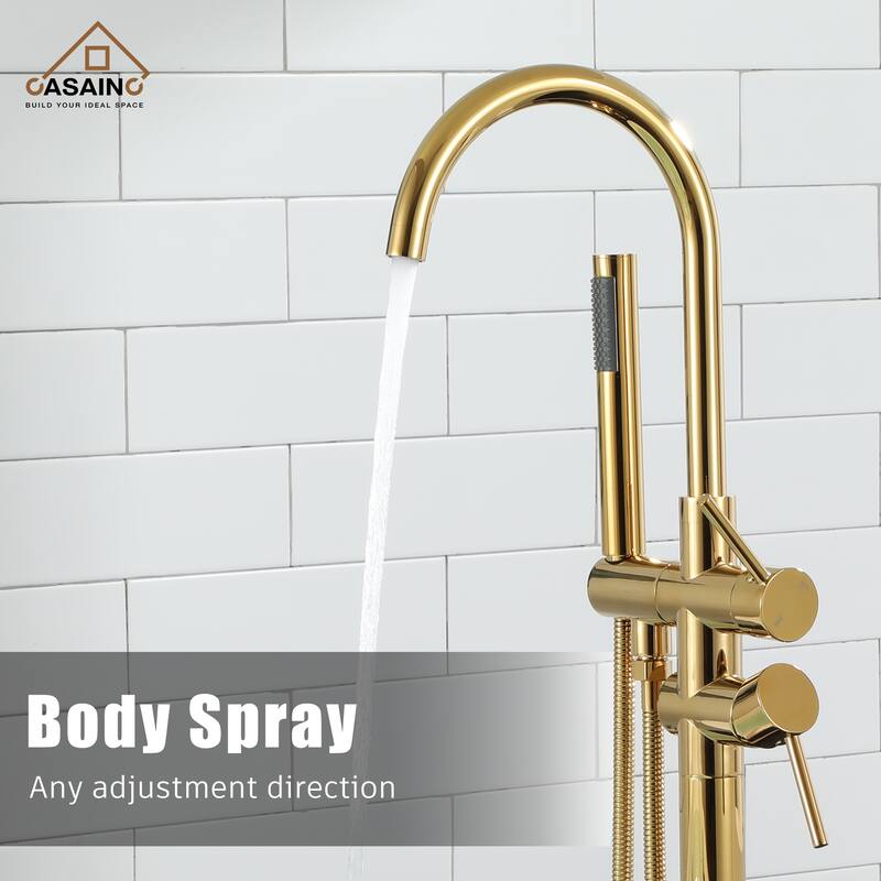 CASAINC 2-Handle Residentail Freestanding Bathtub Faucet with Hand Shower