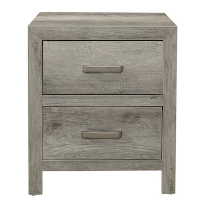 Transitional Solid Wood Nightstand, Bedside Storage Cabinet with Nickel Drawer Handles, Entry Side Table with Wooden Top