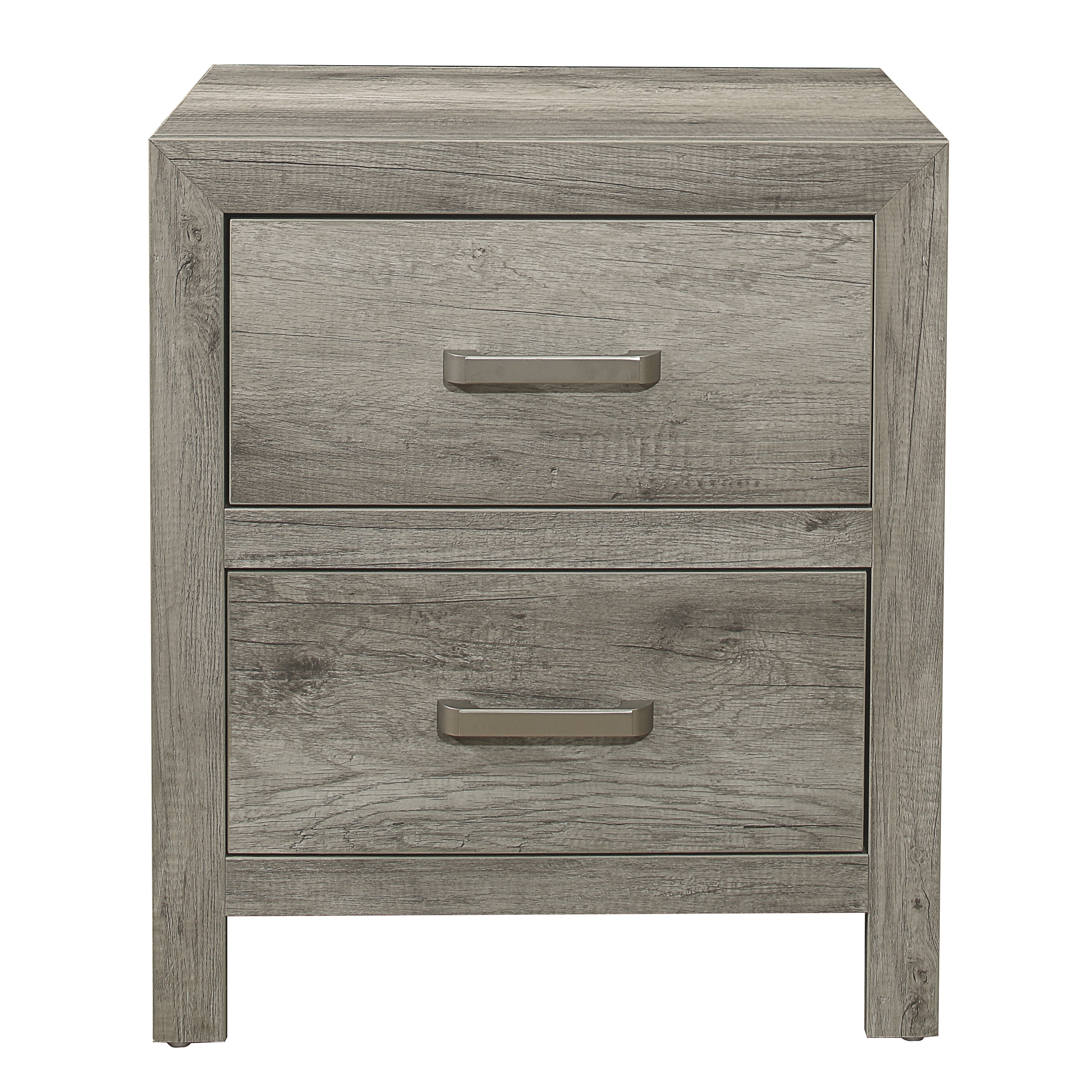 Transitional Solid Wood Nightstand, Bedside Storage Cabinet with Nickel Drawer Handles, Entry Side Table with Wooden Top