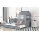 preview thumbnail 4 of 7, Gray Twin House Low Loft Bed with Trundle