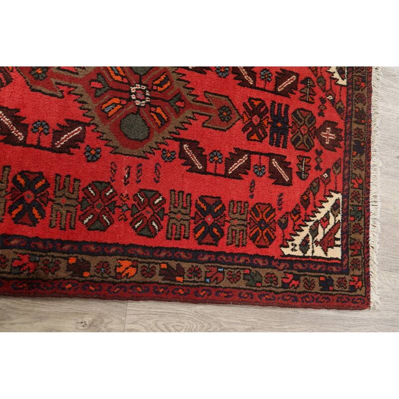 Tribal Geometric Hamedan Persian Area Rug Hand-knotted Wool Carpet - 3'3" x 4'10"